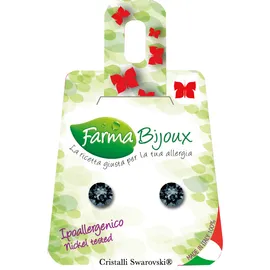 FARMA BIJOUX Σκουλαρίκια Υποαλλεργικά με κρύσταλλο Swarovski® , στρογγυλό διαμέτρου 6,2mm, χρώμα Grafite, code: BE 65C62