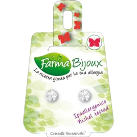 FARMA BIJOUX Σκουλαρίκια Υποαλλεργικά με κρύσταλλο Swarovski® , στρογγυλό διαμέτρου 6,2mm, χρώμα CRYSTAL, code: BE 65C01