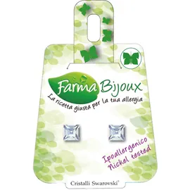 FARMA BIJOUX Σκουλαρίκια Υποαλλεργικά με κρύσταλλο Swarovski® , σχήμα τετράγωνο 6mm, χρώμα CRYSTAL, code: BE 36C01