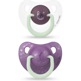 SUAVINEX Night Cat Ανατομική πιπίλα σιλικόνης 6-18 μηνών 2 τμχ