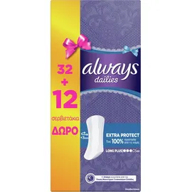 Always Dailies Extra Protect Long Plus 32 & 12 Δώρο 44τμχ