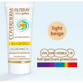 Coverderm Filteray Face Plus 2 in 1 Tinted Light Beige Normal Skin SPF50+ 50ml