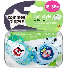 Tommee Tippee Fun Style Πιπίλα Σιλικόνης 18-36 Μηνών Γαλάζιο 2τεμ. Prod.Ref.433340565