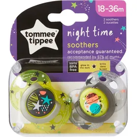 Tommee Tippee Night Time Πιπίλα Σιλικόνης Νύχτας 18-36 Μηνών 2τεμ. Prod.Ref.433341385