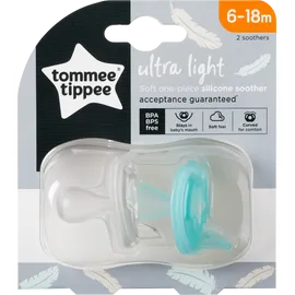 Tommee Tippee Ultra Light Πιπίλα Σιλικόνης 6-18 Μηνών Πράσινο-Διάφανο