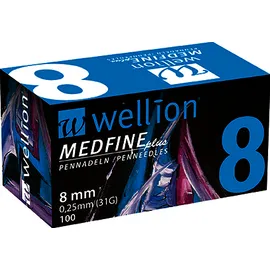 WELLION Βελόνες Πένας Ινσουλίνης Wellion Medfine plus 8mm 0,25mm (31G) - 100τεμ