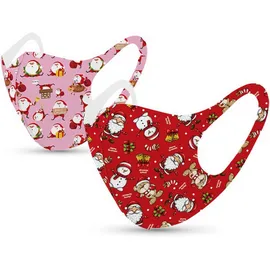 Tili Μάσκες Προσώπου Πολλαπλών Χρήσεων Χριστουγεννιάτικη Μάσκα με σχέδιο Χιονάνθρωποι – Αρκουδάκια & Χιονάνθρωποι 2τμχ