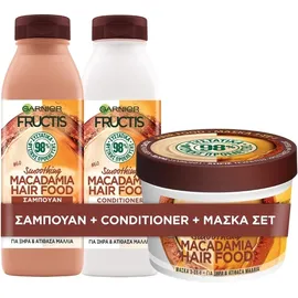 Garnier Fructis Macadamia Bundle με Conditioner 350ml & Shampoo 350ml & Mask 390ml