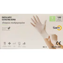 Mopatex Γάντια Latex Λευκά Ελαφρώς Πουδραρισμένα [Size:S] 100 Τεμάχια
