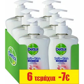 Dettol SET Soft On Skin Hard On Dirt Chamomile Υγρό Κρεμοσάπουνο Χαμομήλι Με Αντλία 6 Τεμάχια x 250ml