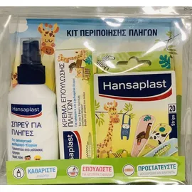 Hansaplast Junior Kit Αντισηπτικό Spray για τις Πληγές 100ml, Παιδικά Επιθέματα 20τμχ, & Κρέμα Επούλωσης 20gr