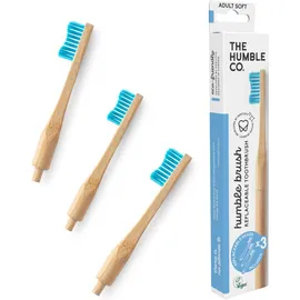 THE HUMBLE CO Humble Replaceable Brush, Οδοντόβουρτσα Bamboo με 3 Αντικαταστάσιμες Κεφαλές - Soft Μπλε