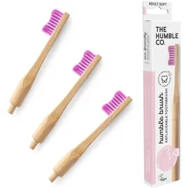THE HUMBLE CO Humble Replaceable Brush, Οδοντόβουρτσα Bamboo με 3 Αντικαταστάσιμες Κεφαλές - Soft Ροζ