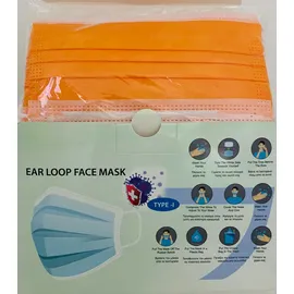 Μάσκες Προσώπου Πορτοκαλί Disposable 3ply Mask Χειρουργικές 50 Τεμάχια [10 Τεμάχια ανά Σακουλάκι x 5 Σακουλάκια]
