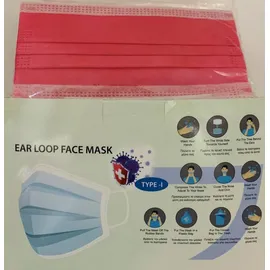 Μάσκες Προσώπου Φούξια Disposable 3ply Mask Χειρουργικές 50 Τεμάχια [10 Τεμάχια ανά Σακουλάκι x 5 Σακουλάκια]