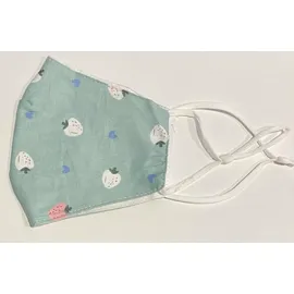 Classic Mask Υφασμάτινη Μάσκα Ενηλίκων Διπλή Βαμβακερή Με Έλασμα Και Ρυθμιζόμενο Λάστιχο Τιρκουάζ Με Φράουλες 1 Τεμάχιο