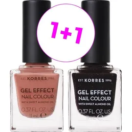 Korres Promo Gel Effect Nail Colour With Sweet Almond Oil No.40 Winter Nude 11ml & No.77 Sequins Plum 11ml