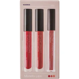 Korres Set Morrello Lips Matte 27 Cranberry sorbet 3.4ml + Matte 41 Pink Lemonade 3.4ml + Lipgloss 04 Honey Nude 3.4ml -50%