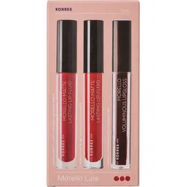 Korres Set Morrello Lips Matte 27 Cranberry Sorbet 3.4ml + Matte 53 Red Velvet 3.4ml + Lipgloss 54 Real Red 3.4ml -50%