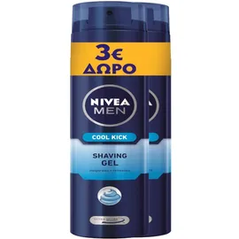 Nivea Men Cool Kick Shaving Foam 2x200ml Δώρο 3 Ευρώ