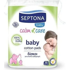 Septona Calm n' Care Βρεφικοί Δίσκοι για Απαλό Καθαρισμό, 50 τεμάχια