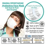 Protective Face Mask Μάσκα Παιδική με 3 Επίπεδα Προστασίας (3-Ply), 100% Βαμβακερή , Διάφορα Χρώματα 2Τμχ