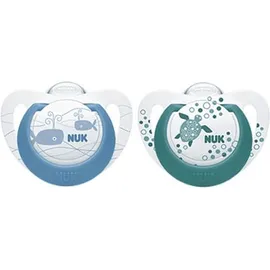 NUK Genius Color Πιπίλα ΣΙΛΙΚΟΝΙ Με Κρίκο 0-6 μηνών blue, 2τμχ , 10.520.296