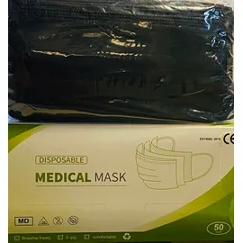 Μάσκες Προσώπου 3ply Μαύρες Type:IIR Mask 50 Τεμάχια Ανά Κουτί