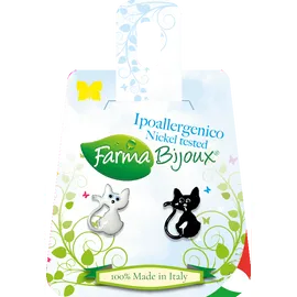 Farma Bijoux Pareja De Gatos B & W 10mm Υποαλλεργικά Σκουλαρίκια [BESA579] 1 Ζευγάρι
