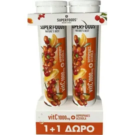 Superfoods Superfoods Vitamin C 1000mg Ιπποφαές & Ασερόλα, 2x20 Αναβρ. Δισκία