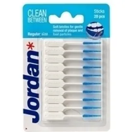 Intertrade JORDAN CLEAN BETWEEN Sticks Regular Μεσοδόντια Βουρτσάκια (20 τεμάχια) πολύ Μαλακά για να γλιστρούν Εύκολα Ανάμεσα στα Δόντια Αποτελεσματικά στην Αφα