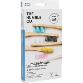 The Humble Co. Humble Brush Οδοντόβουρτσα Αdult Medium Ενηλίκων Πακέτo Με 5 Χρώματα, 5τεμ