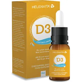 Helenvita Vitamin D3 400IU Drops Συμπλήρωμα Διατροφής Βιταμίνης D3 με Γεύση Λεμόνι σε Σταγόνες 20ml