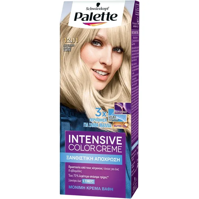 Palette Intensive Color Cream Semi-Set Βαφή Μαλλιών No.12-11 Kατάξανθο  Έντονο Σαντρέ, 50ml - Fedra