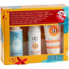 Ag Pharm PROMO After Sun Gel με Πρόπολη και Καλαμίνη 100ml - Αντηλιακή Κρέμα Προσώπου SPF50+ Χωρίς Χρώμα 50ml -  Αντηλιακό Γαλάκτωμα Σώματος SPF30 100ml