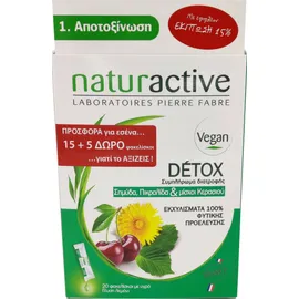 Naturactive Detox Συμπλήρωμα Διατροφής για Αποτοξίνωση του Οργανισμού με Σημύδα, Πικραλίδα & Μίσχους Κερασιού 15 + 5 φακελίσκοι