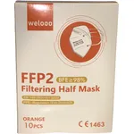 Welooo Μάσκα FFP2 NR Πορτοκαλί 98% Προστασία 10 Τεμάχια σε Κουτί