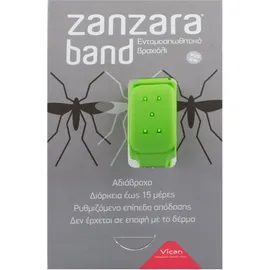 Zanzara Band Εντομοαπωθητικό Αδιάβροχο Βραχιόλι, ΠΡΑΣΙΝΟ  Άνω των 2 Ετών, 1 Τεμάχιο, Size Small/Medium