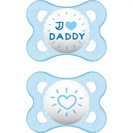 Mam I Love Mummy &amp; Daddy Πιπίλα Σιλικόνης Γαλάζιο 2-6m 2τμχ