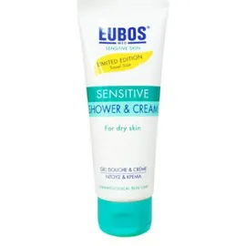Eubos Sensitive Shower &amp; Cream Travel Size Απαλός Καθαρισμός Σώματος Καθημερινής Χρήσης για Ξηρές Επιδερμίδες 100ml