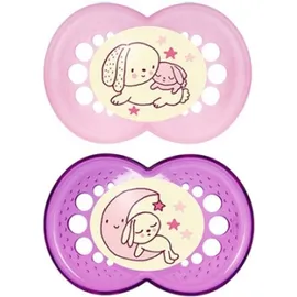 Mam Night Σιλικόνης Raspberry &amp; Ultra Violet 6m+ 2τμχ