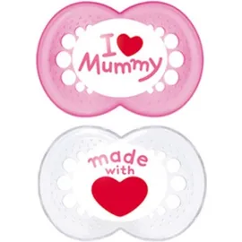 Mam Mam I Love Mummy Latex Ροζ Άσπρη 6m+ 2τμχ