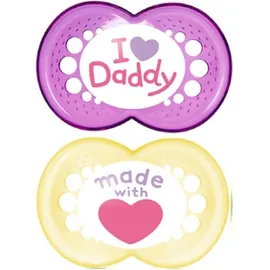 Mam I Love Daddy Latex Μωβ &amp; Κίτρινη 6m+ 2τμχ