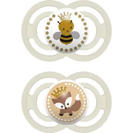 Mam Perfect Πιπίλα Σιλικόνης 6-16 μηνών Λευκή Μέλισσα - Αλεπού 2τμχ