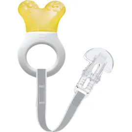 Mam Mini Cooler &amp; Clip 2+M (555) Πολυκρίκος οδοντοφυΐας με Κορδέλα στήριξης (Κίτρινο)  1τμχ