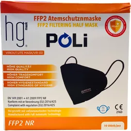 HG Poli FFP2 NR Μαύρες Μάσκες Χωρίς Βαλβίδα Εκπνοής 10 Τεμάχια σε Κουτί