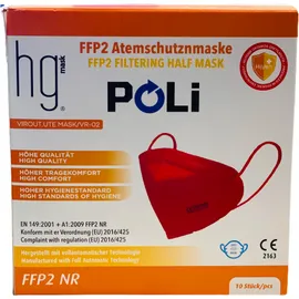 HG Poli FFP2 NR Κόκκινες Μάσκες Χωρίς Βαλβίδα Εκπνοής 10 Τεμάχια σε Κουτί