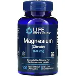 Life Extension Magnesium Citrate 160mg Συμπλήρωμα Διατροφής για την Φυσιολογική Λειτουργία των Μυών 100 Φυτικές Κάψουλες