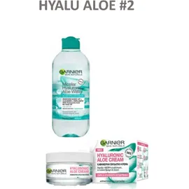 Garnier BUNDLE Micellar Hyaluronic Aloe Water Νερό Καθαρισμού Προσώπου 400ml - Hyaluronic Aloe Cream Ενυδατική Κρέμα Προσώπου για Ξηρές - Ευαίσθητες Επιδερμίδες 50ml