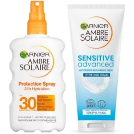 Garnier BUNDLE Ambre Solaire Protection SPF30 Αντηλιακό Spray Σώματος 24ωρης Ενυδάτωσης 200ml -Garnier Sensitive Advanced After Sun Soothing Milk Καταπραϋντικό Γαλάκτωμα για Μετά τον Ήλιο 2